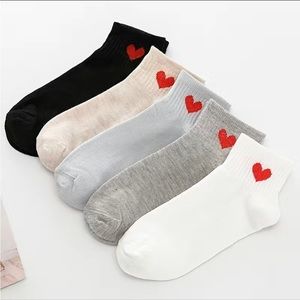 [5 Pairs] Cut Heart Ankle Socks, Casual Comfortable Fashion Breathable Socks,